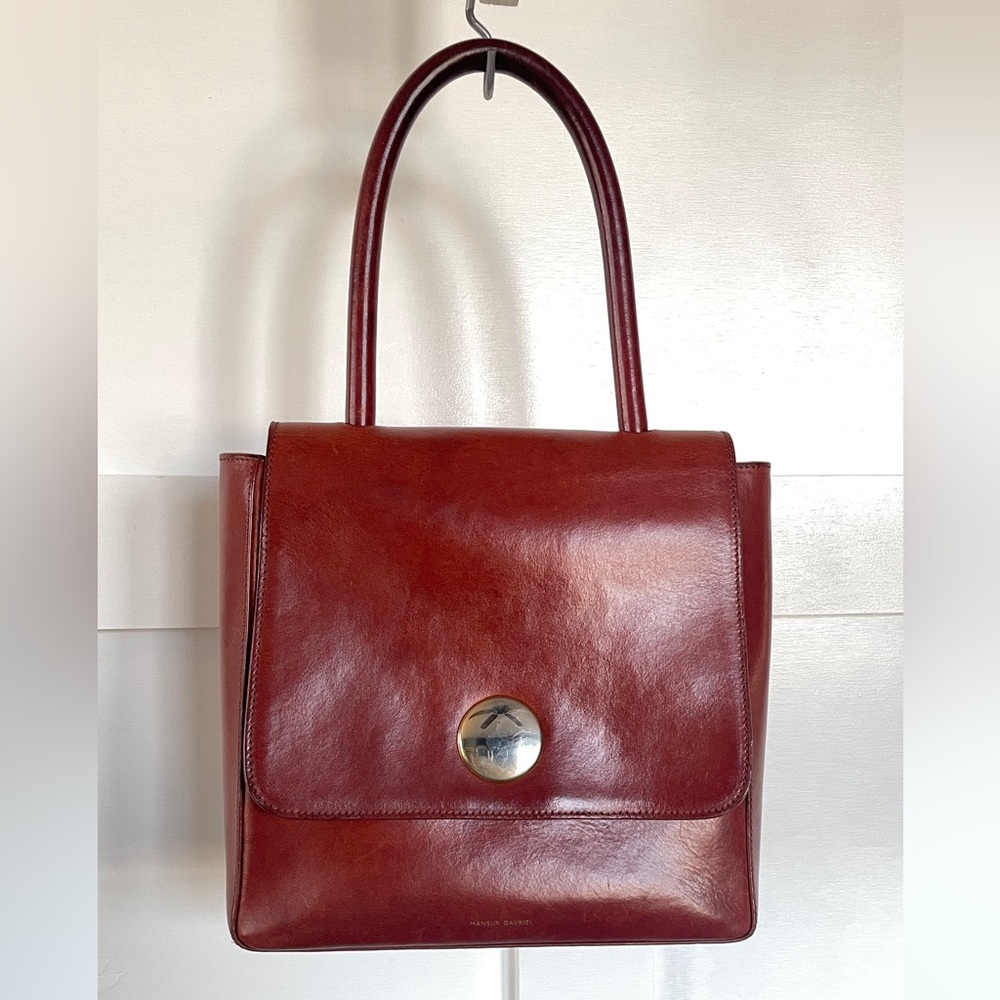 MANSUR GAVRIEL //Brandy whiskey brown “Posternak” top handle genuine leather bag